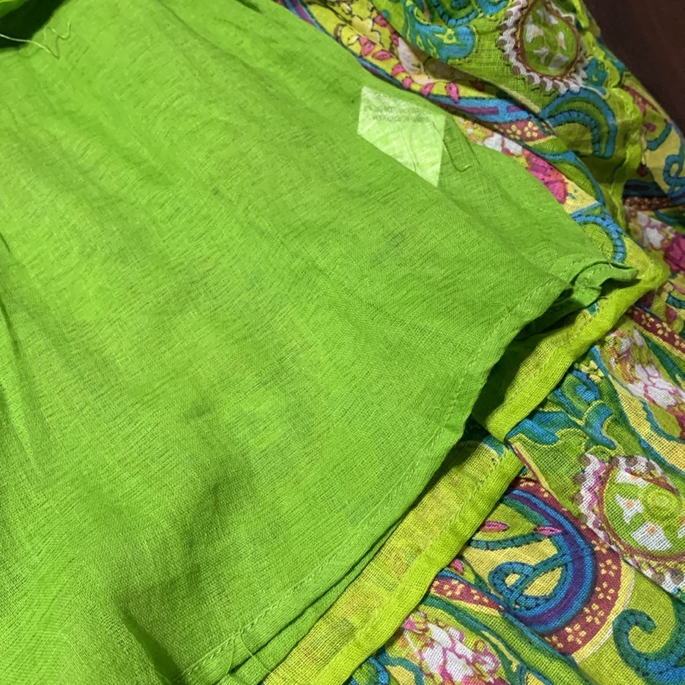 Keawa Lime Green Paisley Print Peasant Skirt Size S NWT - Picture 3 of 11